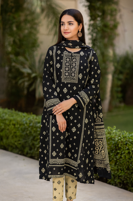 Ladies Cotton Lawn Printed 3-Piece | Applique Design | Cambridge Fabric | 7 Colors